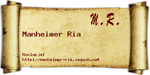 Manheimer Ria névjegykártya